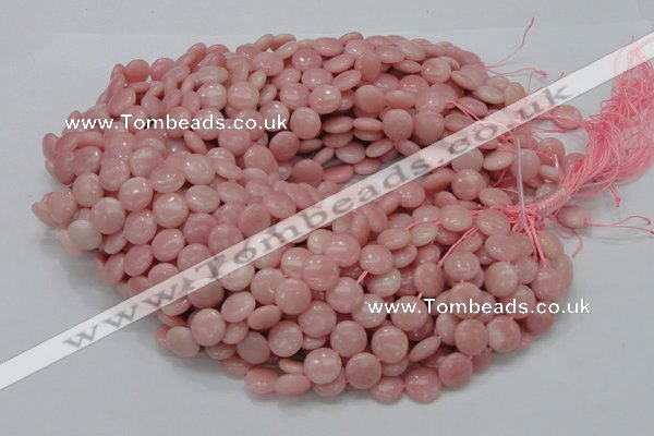 COP414 15.5 inches 12mm flat round Chinese pink opal gemstone beads