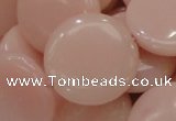 COP416 15.5 inches 28mm flat round Chinese pink opal gemstone beads