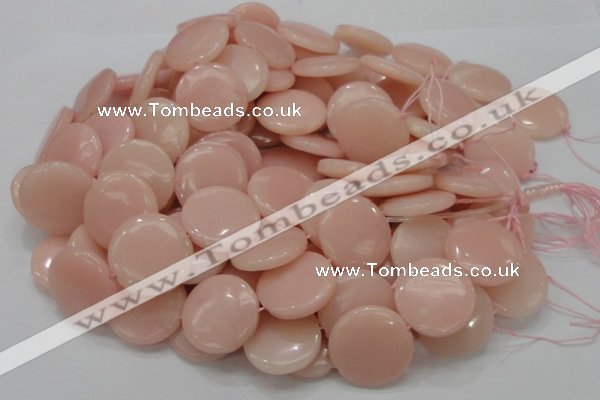 COP416 15.5 inches 28mm flat round Chinese pink opal gemstone beads