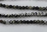 COP460 15.5 inches 4mm faceted round natural grey opal gemstone beads