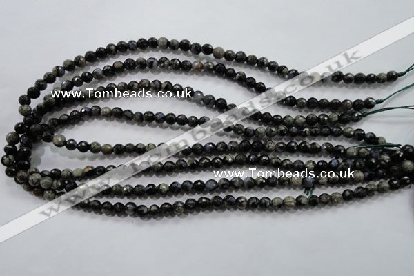 COP461 15.5 inches 6mm faceted round natural grey opal gemstone beads