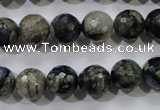 COP463 15.5 inches 10mm faceted round natural grey opal gemstone beads