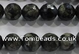 COP464 15.5 inches 12mm faceted round natural grey opal gemstone beads