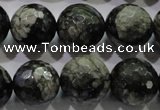 COP466 15.5 inches 16mm faceted round natural grey opal gemstone beads