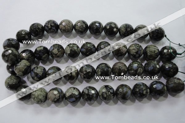 COP467 15.5 inches 18mm faceted round natural grey opal gemstone beads