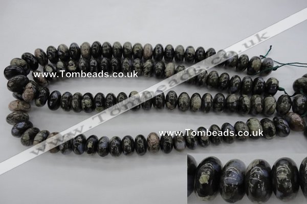 COP470 15.5 inches 10*14mm rondelle natural grey opal beads