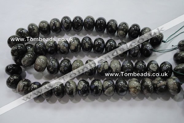 COP474 15.5 inches 15*20mm rondelle natural grey opal gemstone beads