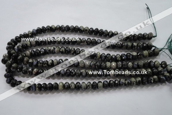 COP475 15.5 inches 6*10mm faceted rondelle natural grey opal beads