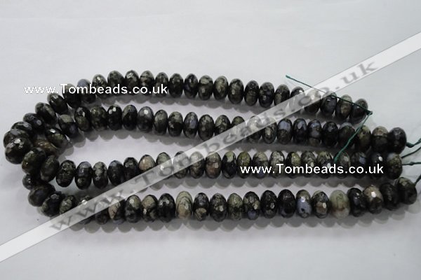 COP476 15.5 inches 8*14mm faceted rondelle natural grey opal beads