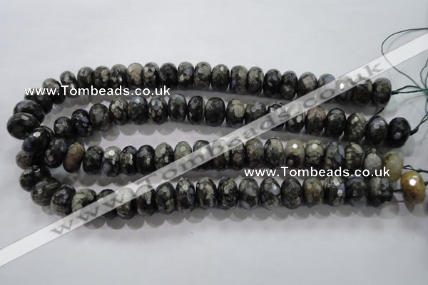 COP477 15.5 inches 10*16mm faceted rondelle natural grey opal beads