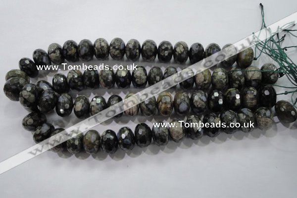 COP478 15.5 inches 13*18mm faceted rondelle natural grey opal beads