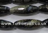 COP480 15.5 inches 10*30mm faceted rice natural grey opal beads