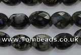 COP486 15.5 inches 10*14mm faceted oval natural grey opal beads