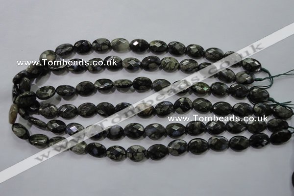 COP486 15.5 inches 10*14mm faceted oval natural grey opal beads