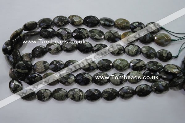 COP487 15.5 inches 13*18mm faceted oval natural grey opal beads