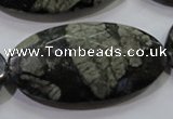 COP488 15.5 inches 25*50mm faceted oval natural grey opal beads