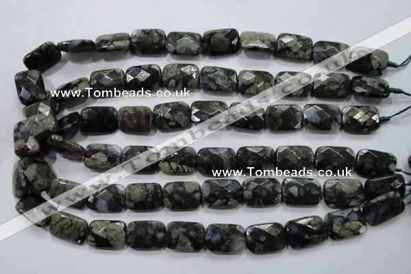 COP490 15.5 inches 13*18mm faceted rectangle natural grey opal beads