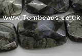 COP491 15.5 inches 20*30mm faceted rectangle natural grey opal beads