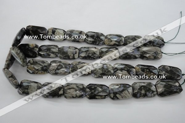 COP492 18*25mm faceted & twisted rectangle natural grey opal beads