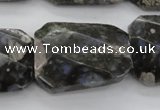 COP493 22*30mm faceted & twisted rectangle natural grey opal beads