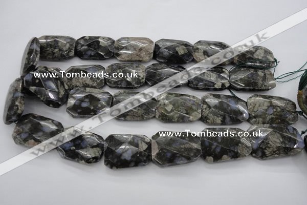 COP493 22*30mm faceted & twisted rectangle natural grey opal beads
