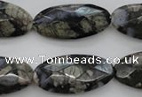 COP494 15.5 inches 15*30mm faceted oval natural grey opal beads