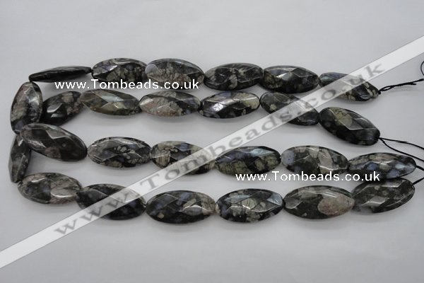 COP494 15.5 inches 15*30mm faceted oval natural grey opal beads