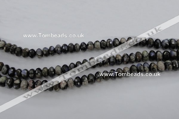 COP498 15.5 inches 5*8mm faceted rondelle natural grey opal beads