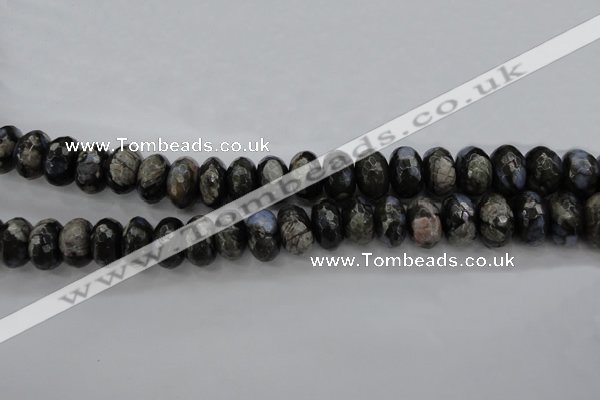 COP499 15.5 inches 8*12mm faceted rondelle natural grey opal beads