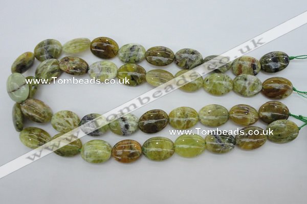 COP550 15.5 inches 15*20mm oval natural yellow & green opal beads