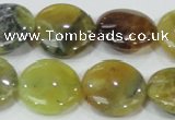 COP553 15.5 inches 20mm flat round yellow & green natural opal beads