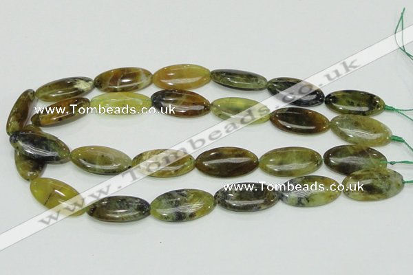 COP554 15.5 inches 15*30mm oval yellow & green natural opal beads