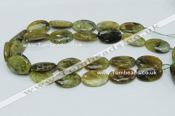 COP555 15.5 inches 20*30mm oval yellow & green natural opal beads