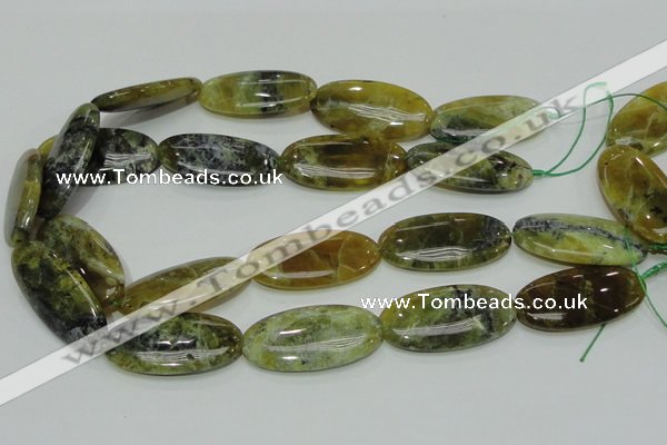 COP556 15.5 inches 20*40mm oval yellow & green natural opal beads