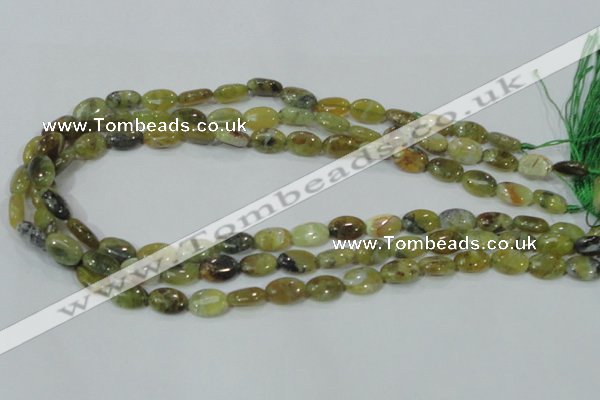 COP561 15.5 inches 8*12mm oval natural yellow & green opal beads