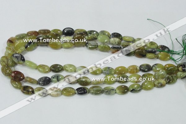 COP562 15.5 inches 10*14mm oval natural yellow & green opal beads