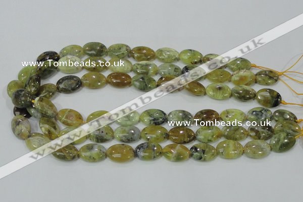 COP563 15.5 inches 13*18mm oval natural yellow & green opal beads