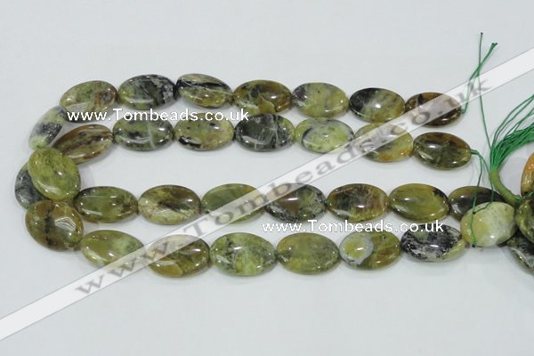 COP564 15.5 inches 18*25mm oval natural yellow & green opal beads