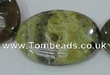 COP565 15.5 inches 30*40mm oval natural yellow & green opal beads