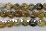 COP566 15.5 inches 8mm flat round natural yellow & green opal beads