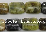 COP569 15.5 inches 15*20mm rectangle natural yellow & green opal beads