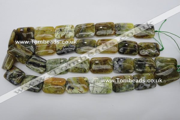 COP570 15.5 inches 18*25mm rectangle natural yellow & green opal beads