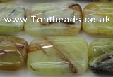 COP571 15.5 inches 20*30mm rectangle natural yellow & green opal beads