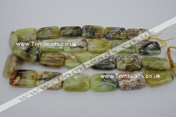 COP571 15.5 inches 20*30mm rectangle natural yellow & green opal beads