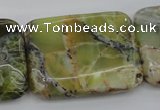 COP573 15.5 inches 30*40mm rectangle natural yellow & green opal beads