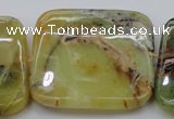 COP585 15.5 inches 45*45mm square natural yellow & green opal beads