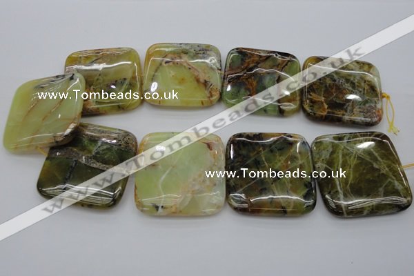 COP585 15.5 inches 45*45mm square natural yellow & green opal beads