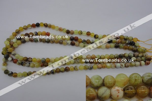 COP587 15.5 inches 6mm round natural yellow & green opal beads