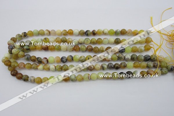 COP588 15.5 inches 8mm round natural yellow & green opal beads