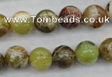 COP590 15.5 inches 12mm round natural yellow & green opal beads